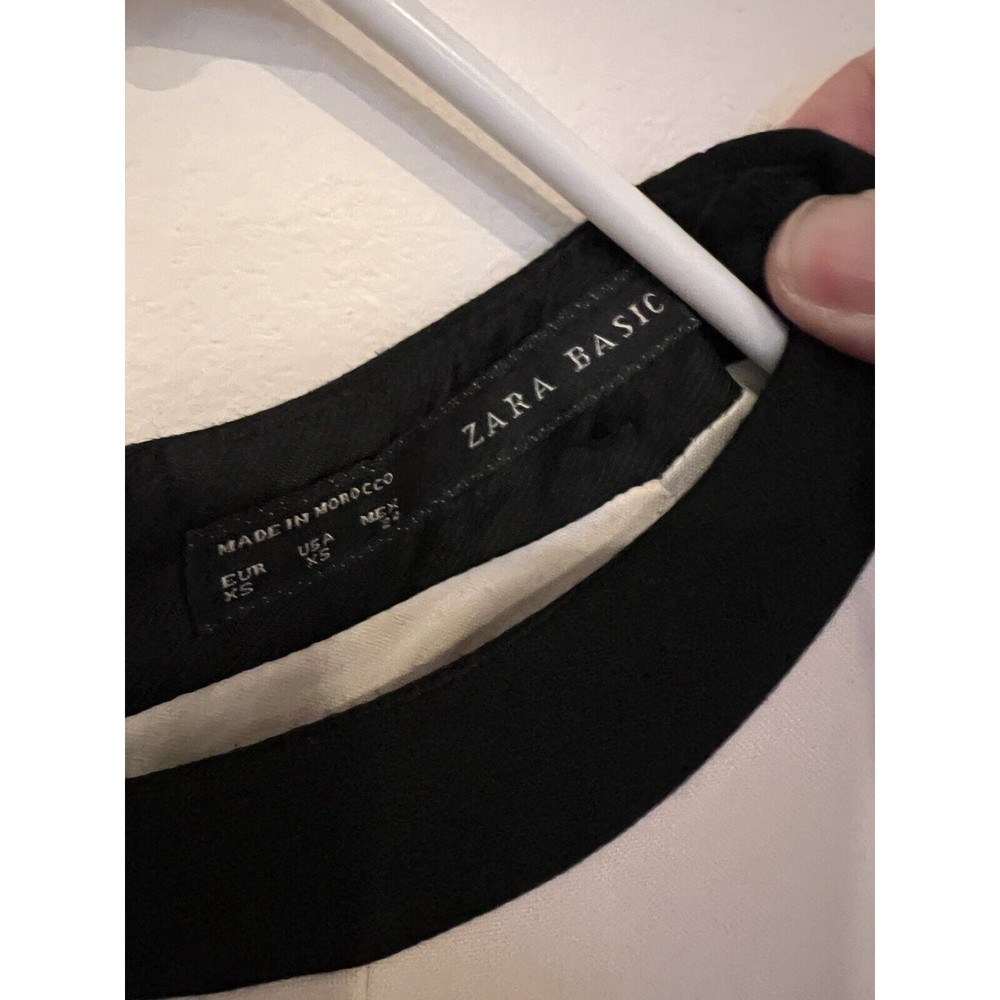 WOMENS ZARA BASIC BLACK WHITE SLEEVELESS SHEATH DRESS S - Picture 2 of 3